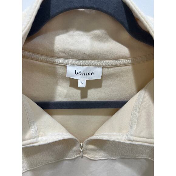 Böhme Beige Cropped Pullover 1/4 Zip Sweatshirt Sz M - Picture 3 of 5